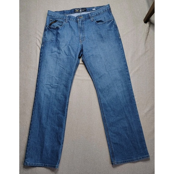 Ariat Rebar M4 Relaxed Bootcut Jeans Mens 38x34 Blue Denim Western Work Wear - Picture 2 of 10
